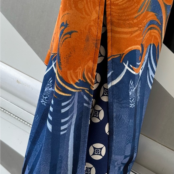 Floral KIMONO Size 0 Orange Blue Open Front 3/4 Sleeve Floral Whimsical Boho - Picture 7 of 8